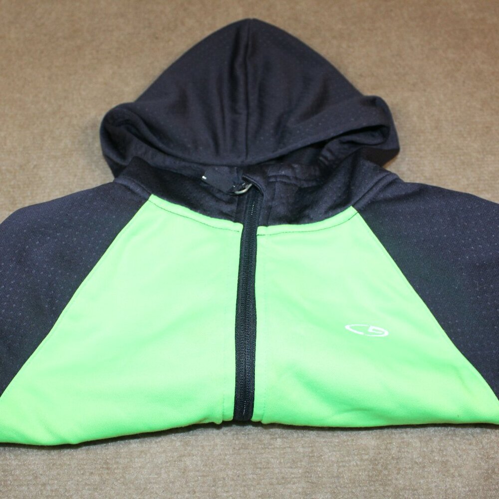 Champion Kids Jacket - Black and Green Hoodie Size 7-8 Pockets